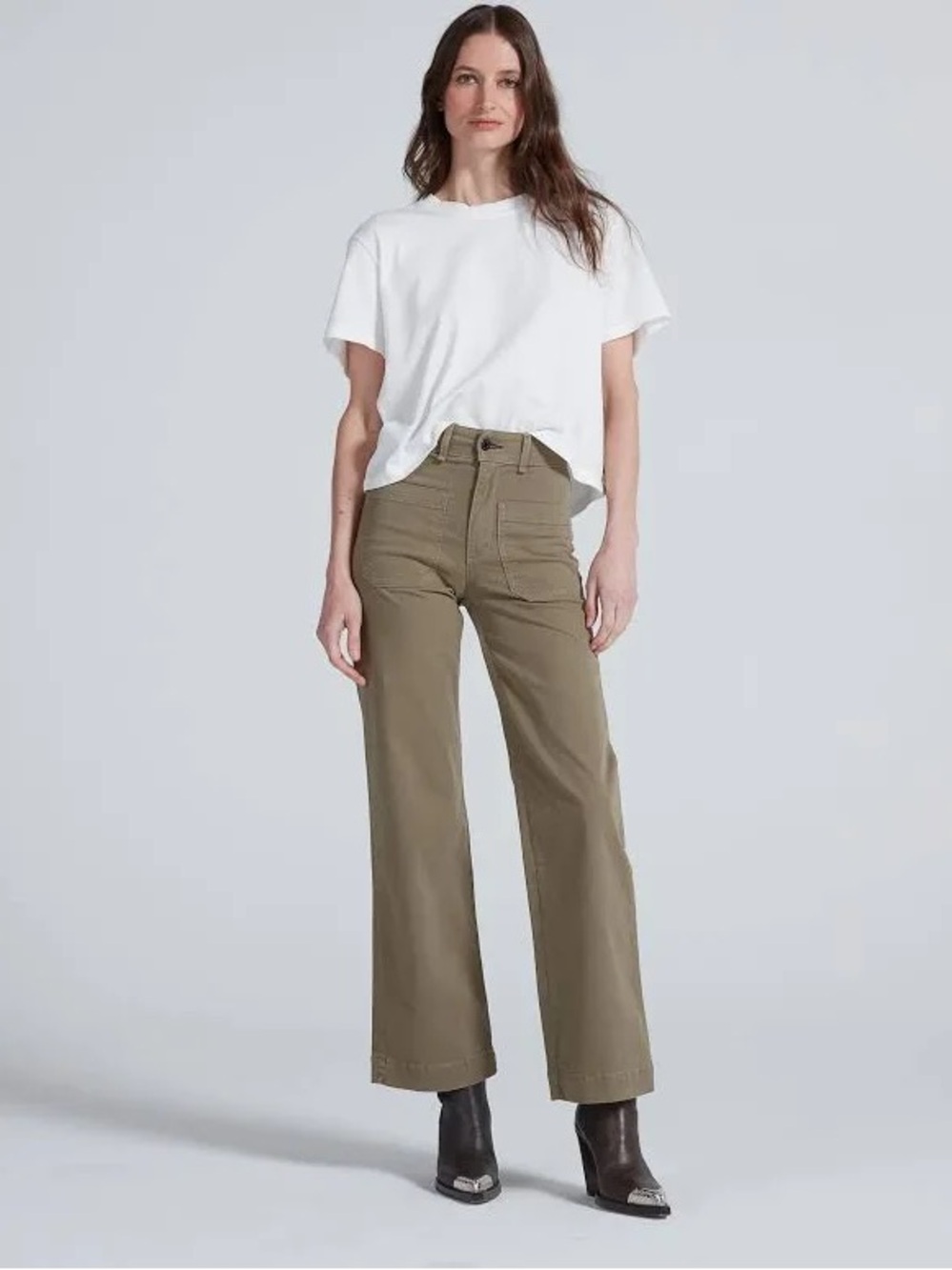 ASKK NY sailor high waisted pants in olive - Picture 1 of 10